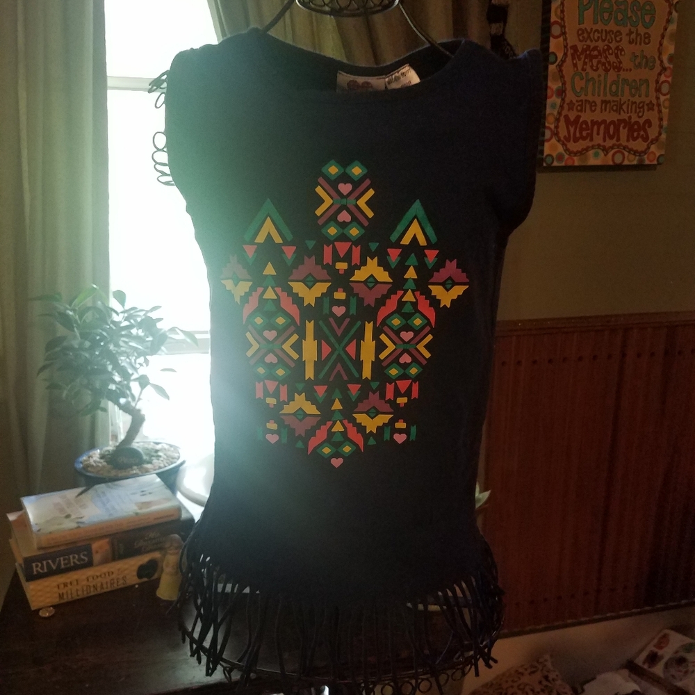 Navy blue fringe top